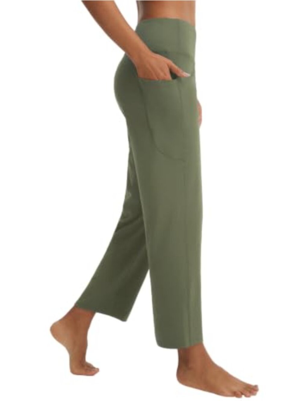 Women's 25" Wide Leg Yoga Pants High Waist Ankle Dress Pants with Side Pockets